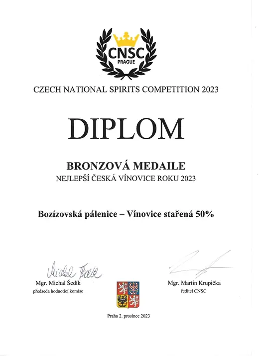 Diplom: Vínovice roku 2023 - bronz