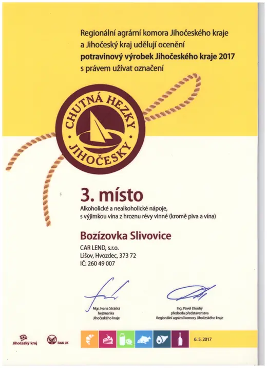 Diplom: 2017 Slivovice