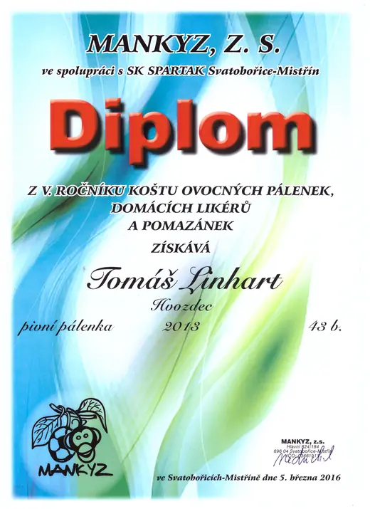 Diplom: 2016 Pivovice