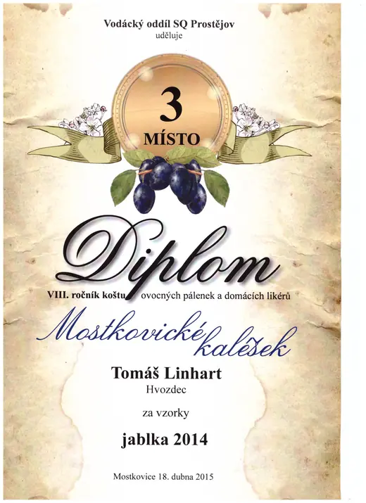 Diplom: 2015 Jablkovice