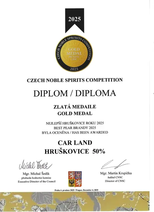 Diplom: Hruškovice — zlatá medaile, CNSC 2025